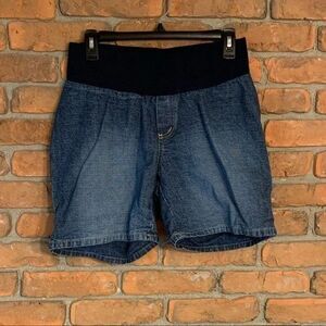 Baby & Me Maternity Shorts Size Small Blue Denim Elastic Waistband Casual Summer